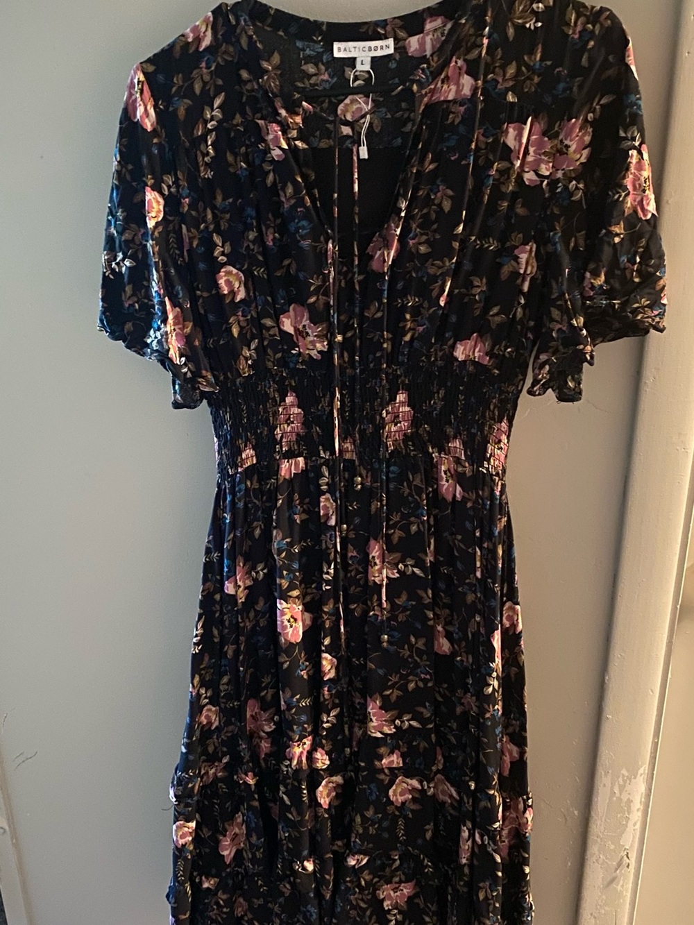 Baltic Born Spell Boho Midi Dress with Pink and Blue Blooms
